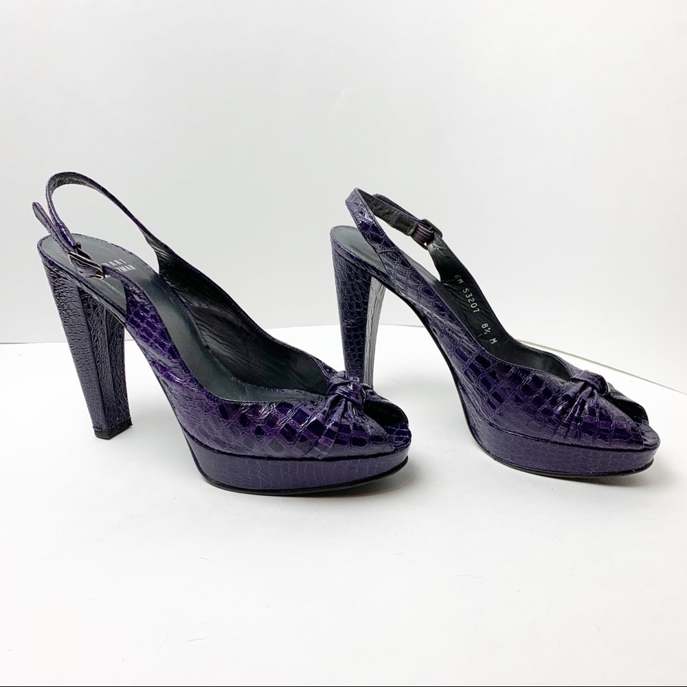 Stuart Weitzman Purple Peep Toe Slingback Heels